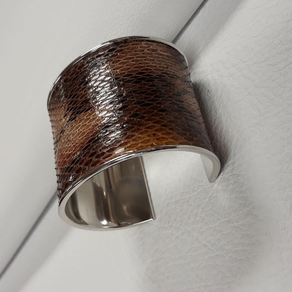 Hand Painted Python Snakeskin/Cuff Bracelet/ Statement Bracelet Handcrafted/Boho - Picture 14 of 15